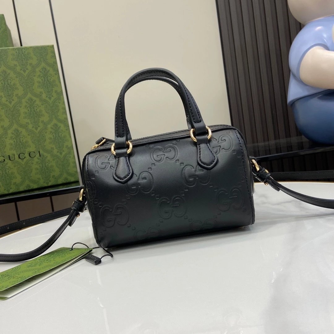 Gucci Women's Bag Top version 【Premium Edition】24S New Product Ophidia Series Mini Pillow Bag Handbag Five-Color Embossed Original Leather mini Boston Bag Mini Small Pillow Bag Summer Packet New Women's Bag16cm Model：790130