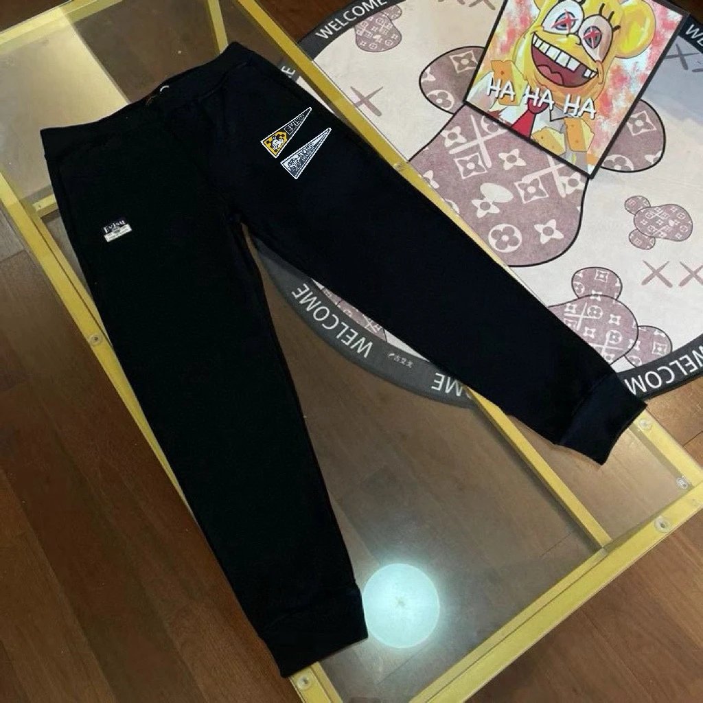 Evisu Sweatpants Top Version Counter Same Style Pure Cotton Spring and Autumn Pants Men's Casual Sweatpants Loose Track Pants Fashionable Trousers