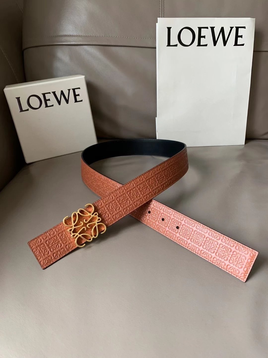 LOEWE Belt Top version Belt Genuine Cattlehide Leather Surface Original Single Original Single Double-Sided First Layer Original Cowhide4.0Men's Leather Belt Man's Belt Men's Belt Business Casual Pants Belt Men's Business Casual Belt Belt Men's High-End B