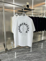 Chrome Hearts T-shirt 3D Silicone Rhinestone Horse Hoof Flower logo Round Neck Short Sleeve Pure Cotton Unisex T Shirt Bottoming Shirt OS Loose Fit T-Shirt
