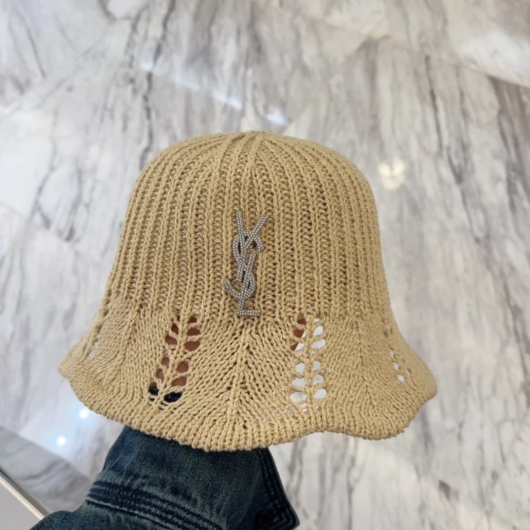 YSL Hat Letter Printing logo Fisherman Hat Casual Sun Protection Plain Face Covering Sunshade Outdoor UV Protection Versatile Flat Top Bucket Hat