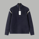 Maison Margiela Sweater Denim Patch Sleeve Half-Zip Pullover Sweater Long Sleeve Thickened Lazy Style OS Loose Fit Unisex Knit Top Jacket Versatile Casual Wearable Inside and Outside