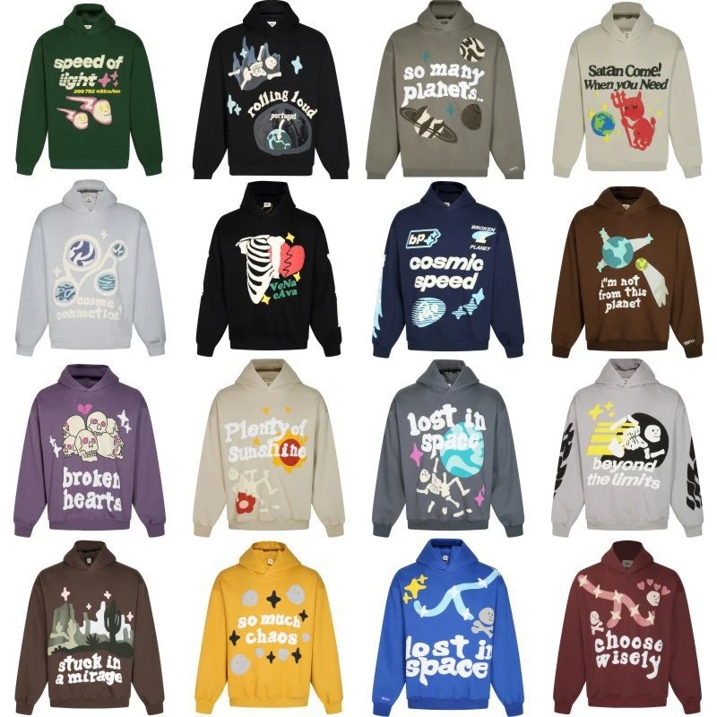 Broken Planet Market Hoodie American Fashion Brand Hip Hop Letters Printing plus Velvet Couple Models All-Match Hoodie-CY