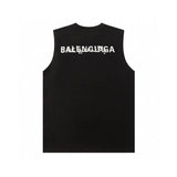 Balenciaga T-shirt Front and back letter embroidery logo Sleeveless Short Sleeve Sleeveless Vest25ss New Pure Cotton Unisex Base Shirt T T-shirt OS Loose Fit Half Sleeve T-Shirt