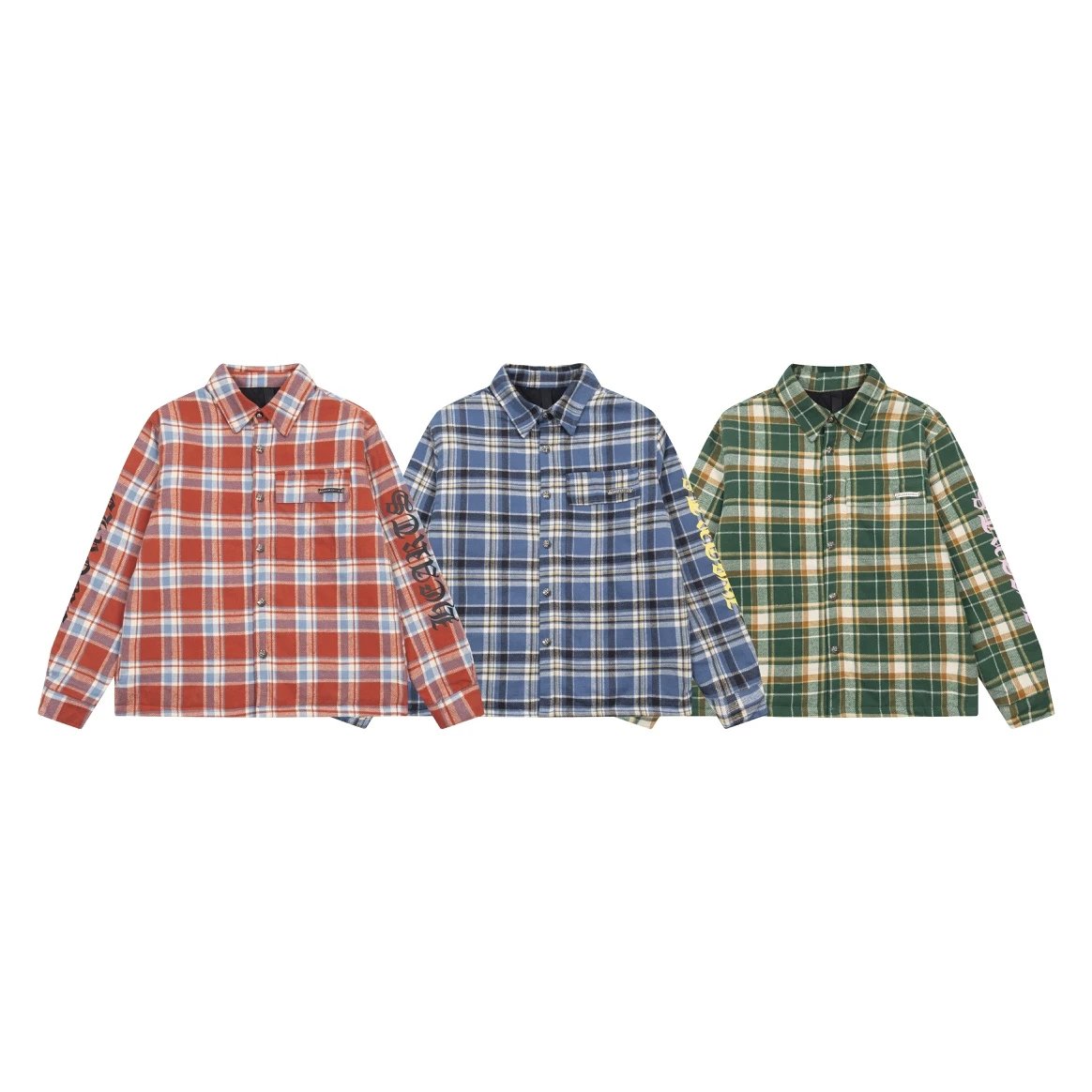 Chrome Hearts Shirt Plaid Silver Embellished Shirt Jacket Cotton Coat Unisex