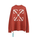 OFF-White Sweater Top Version Verified Quality Sweater Pullover Black and White Arrow Gradient Mohair Autumn and Winter Rendering Knitted Men and Women