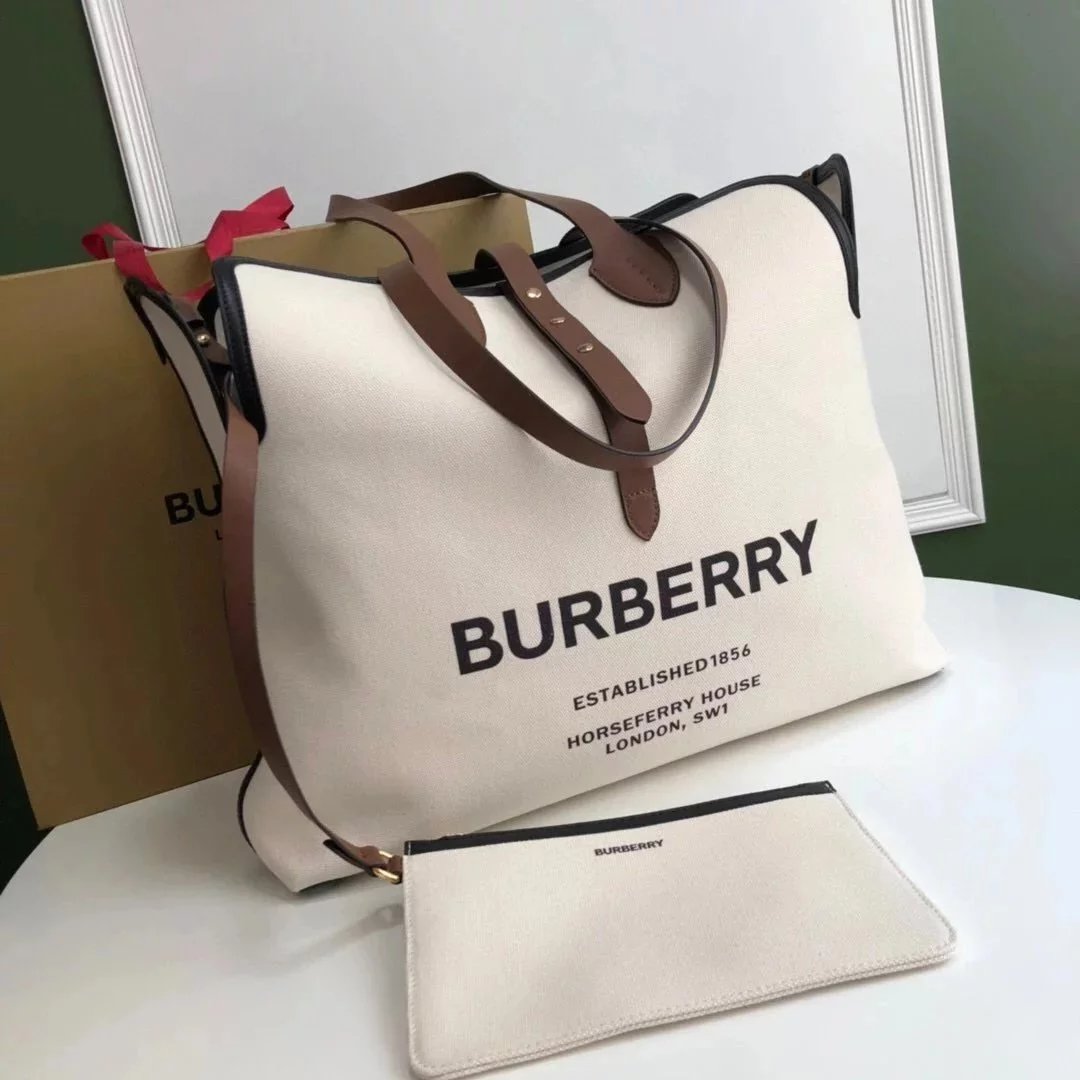 Burberry Women's Bag Top version Canvas Shopping Bag Original Order TheBelt Mini Top Handbag Women's Bag Large Capacity Totes Shoulder Bag Women's Bag