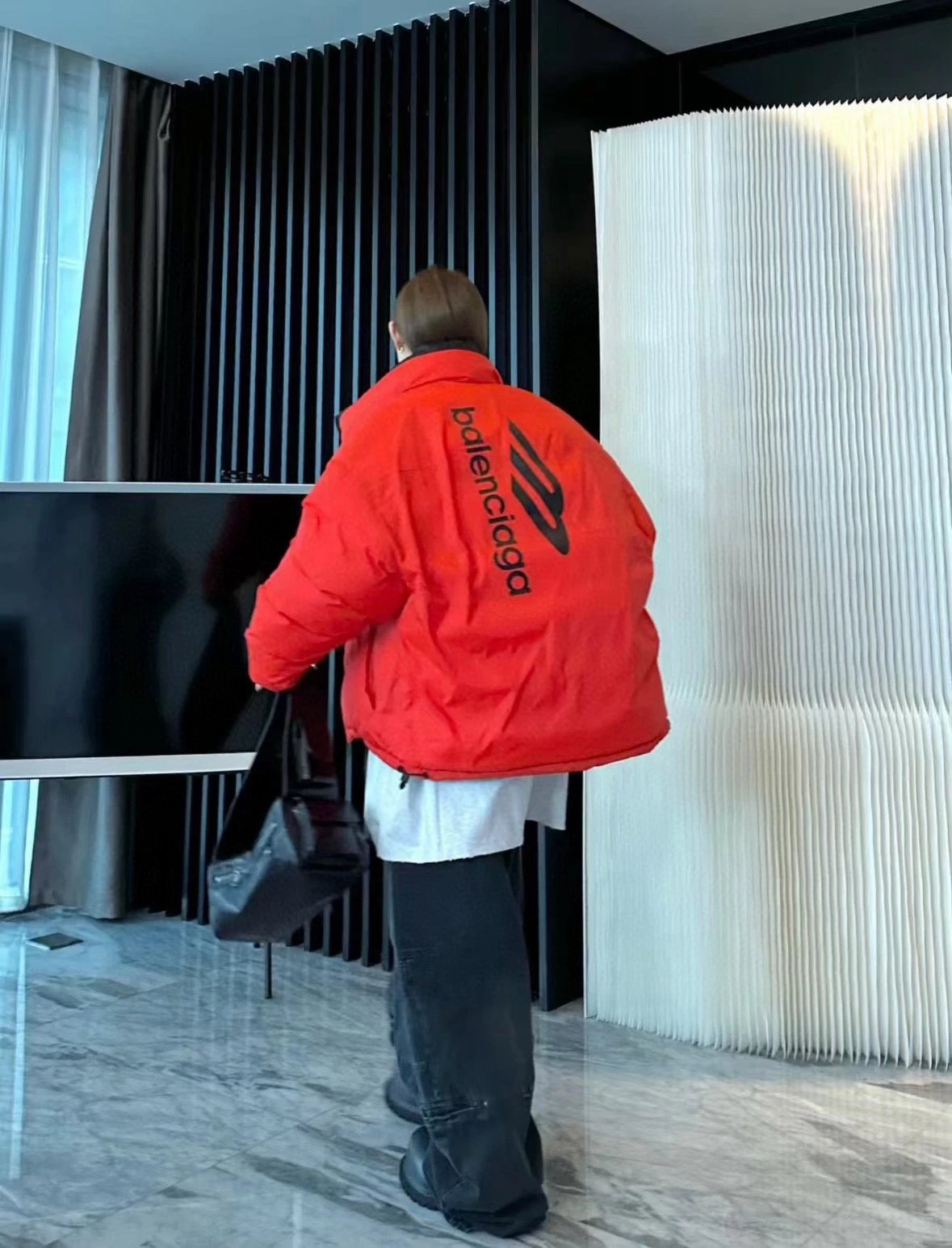 Balenciaga Down Jacket FW24Logo Letter Print High Collar Zipper Loose Fit Cocoon Style Reversible Wide Turtle Back Down Jacket Unisex Coat