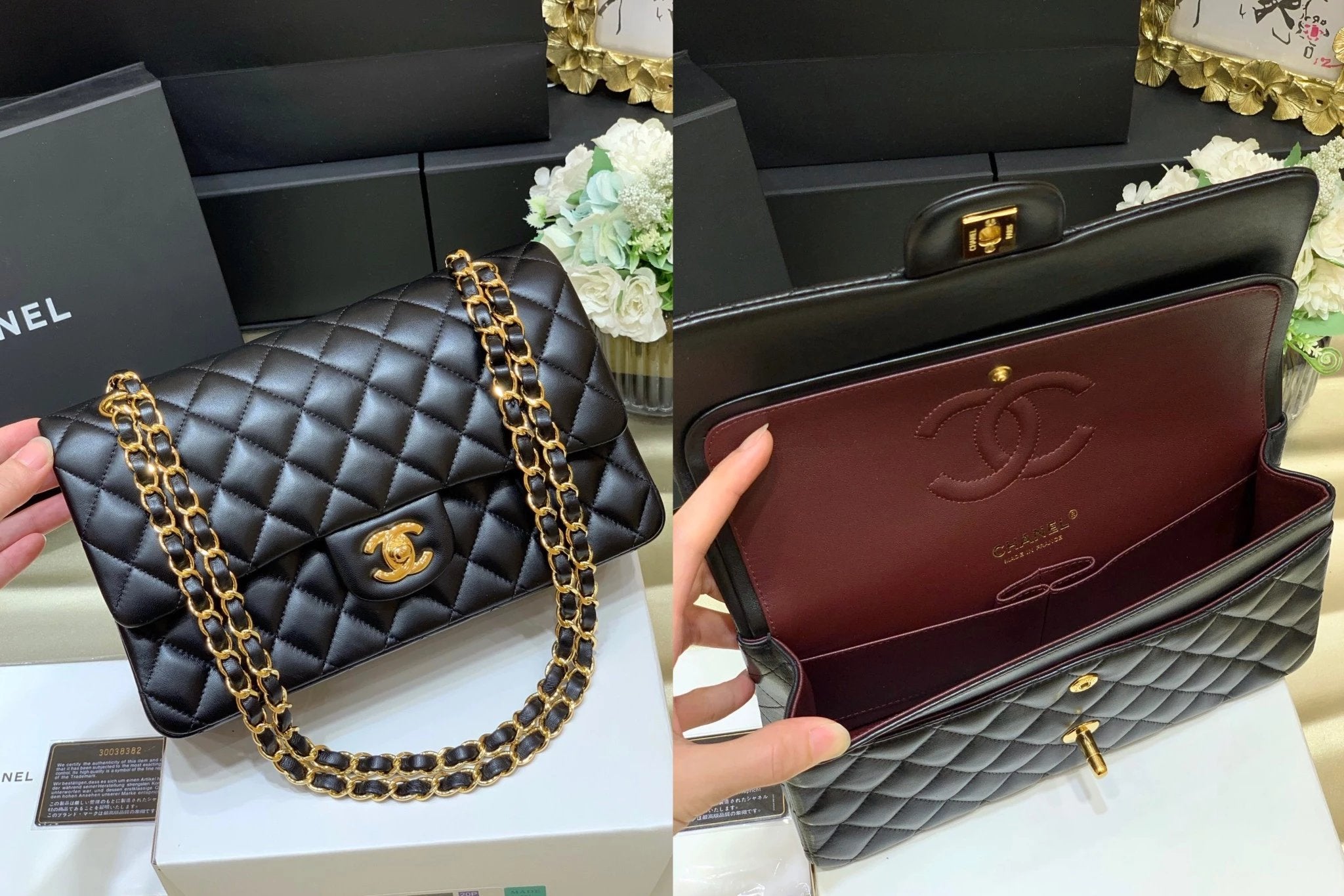 Chanel Women's Bag Top version 【Level Surrogate Shopping】New Classic CF Bag ClassicFlap2.55CF Medium25cm Original Leather Ball Pattern Caviar Diamond Chain Sheepskin Bag Shoulder Messenger Bag Women's Bag1112CF25cm Medium