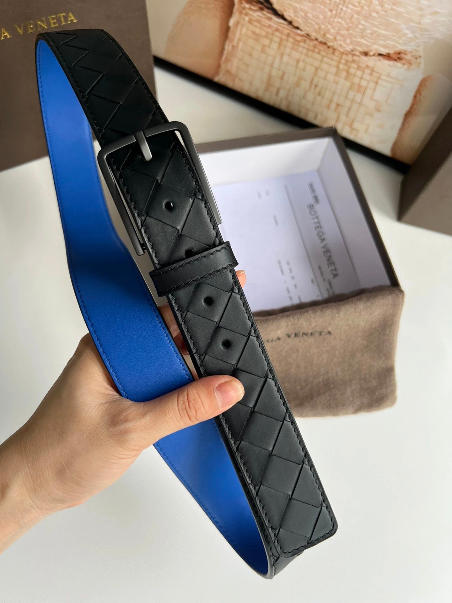 Bottega Veneta Belt 【First Layer Cowhide】Counter Version Free Packaging New Belt Men's First Layer Cowhide Hand-Woven Calfskin Belt Fashion All-Matching3.5cm Pant Belt Men and Women Business Casual Belt Belt Men's Leather Belt