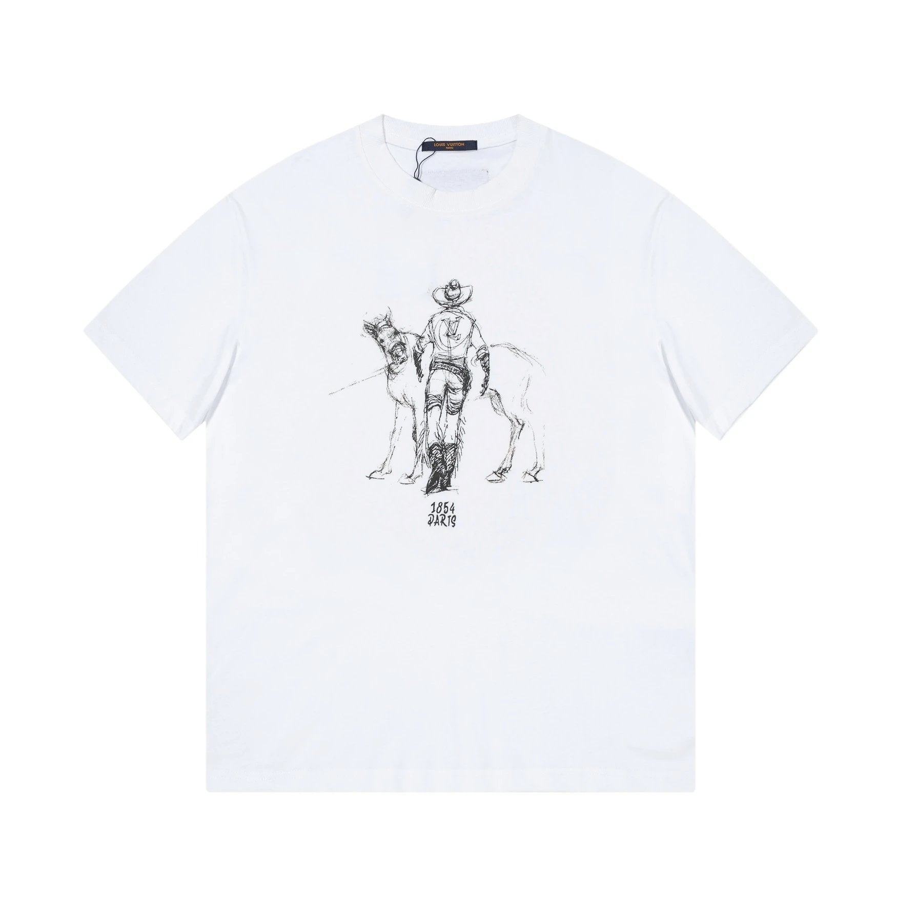 Louis Vuitton LV T-shirt Frontal Character Print logo round Neck Short Sleeve25ss New Pure Cotton Unisex Style T T-shirt OS Loose Fit Base Shirt Top Half Sleeve T-Shirt