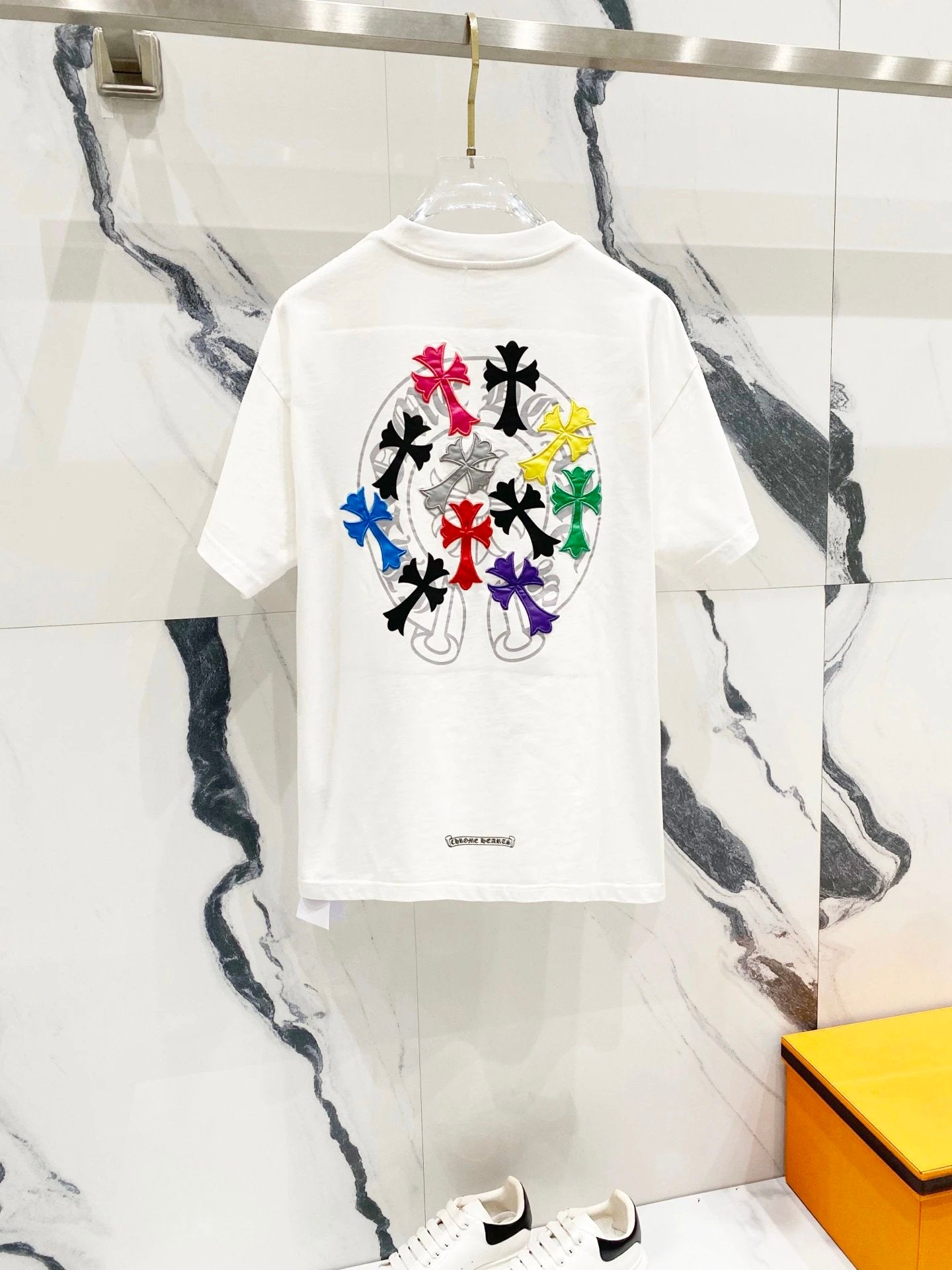Chrome Hearts T-shirt Back Colorful Sanskrit Patch Embroidery logo round Neck Short Sleeve25ss New Pure Cotton Unisex Style T T-shirt OS Loose Fit Base Shirt Top Half Sleeve T-Shirt