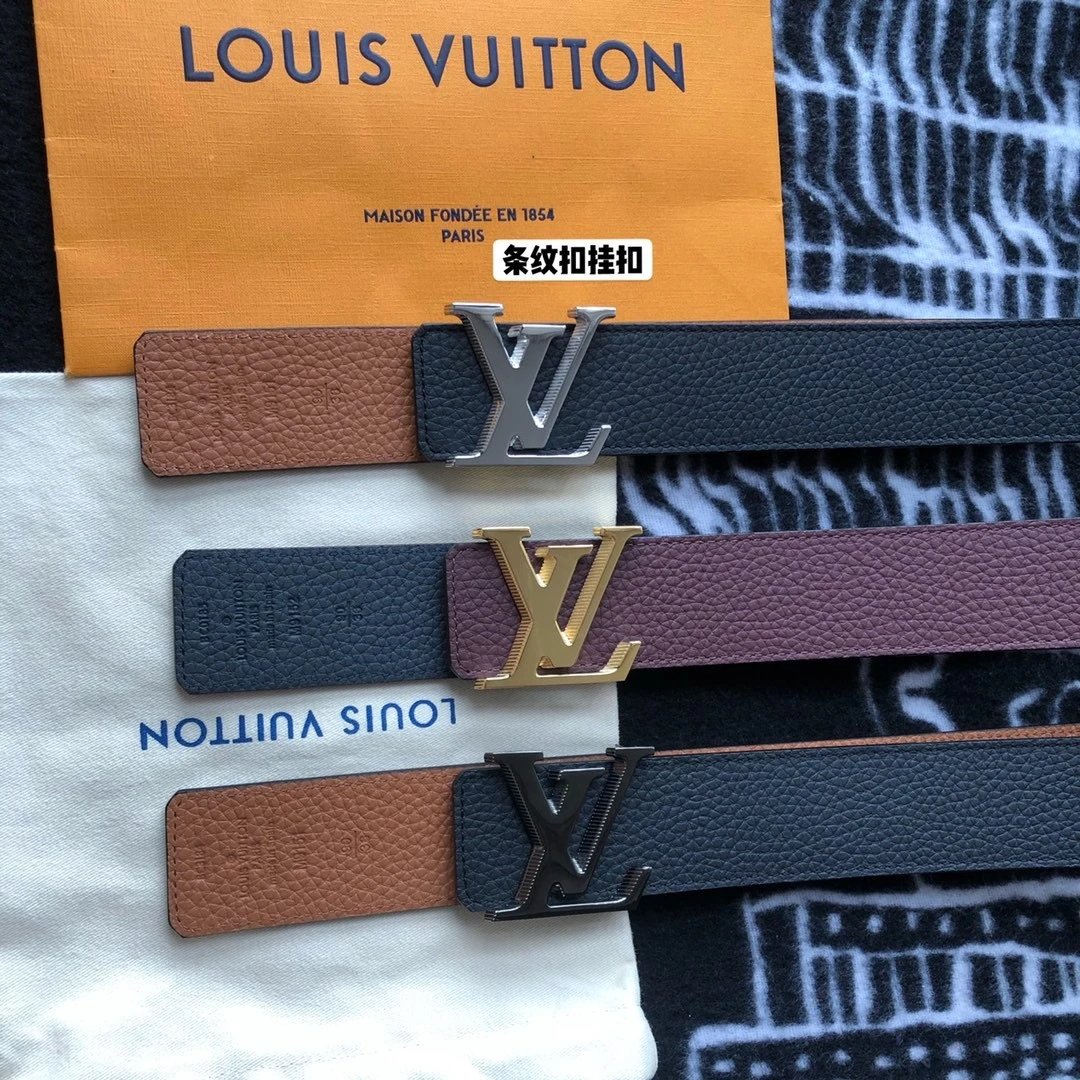 Louis Vuitton LV Belt Top version 【Counter Quality】The Most New Belt4.0cm Men's Belt Metal Buckle Men's Leather Belt with Classic Chessboard Plaid Belt with Genuine Goods Packaging in and out of the Counter No Problem Versatile Casual Fashion Formal Wear