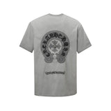 Chrome Hearts T-shirt Back with Sanskrit Embroidery logo round Neck Short Sleeve25ss New pure cotton T Unisex T-Shirt OS Loose Fit Base Shirt Top Half Sleeve T-Shirt