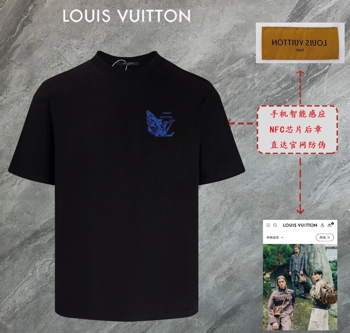 Louis Vuitton LV T-shirt Front Conch Print logo round Neck Short Sleeve25ss New Pure Cotton Unisex Style T T-shirt OS Loose Fit Base Shirt Top Half Sleeve T-Shirt