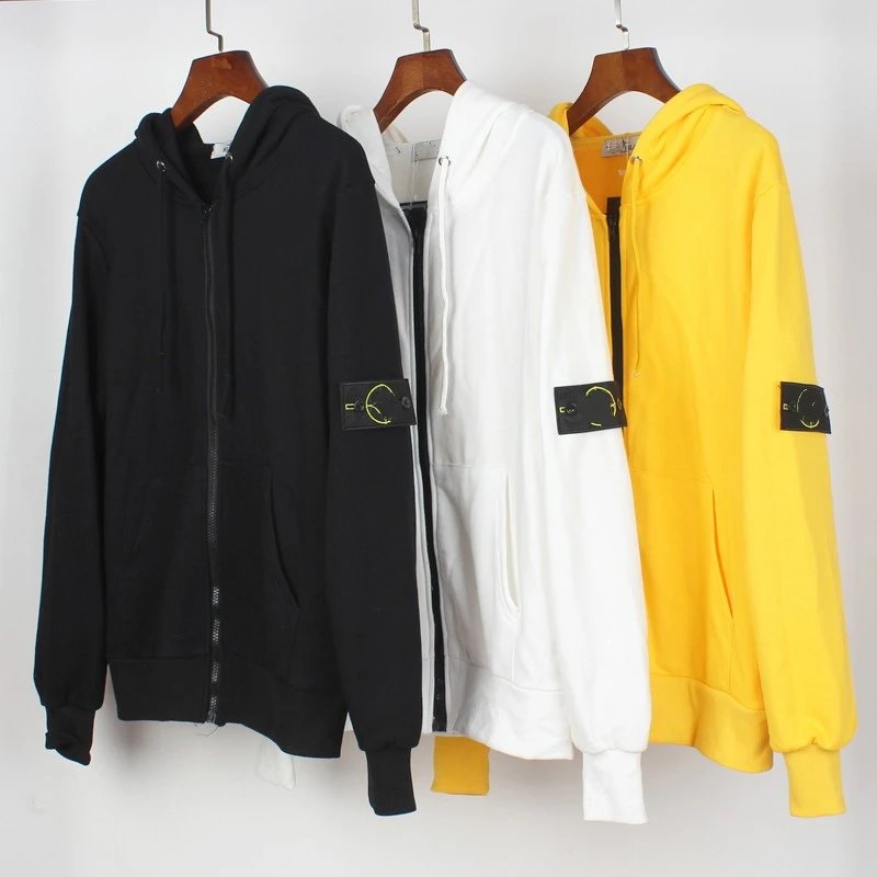 Stone Island Hoodie Spring and Autumn New European and American Fashion Brand Solid Color Zipper Cardigan Men and Women Couple Loose Hoodie Coat One Piece Dropshipping