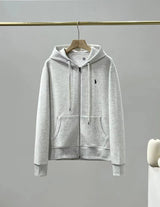 Ralph Lauren Hoodie RL Pony Embroidery Men's Zipper Hooded Casual Sweatshirt Autumn and Winter Loose Coat Men