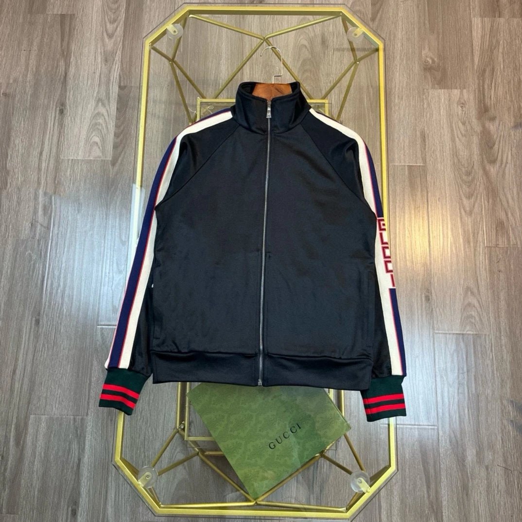 Gucci Jackets Classic Patchwork Webbing Letter Stand Collar Jacket Unisex