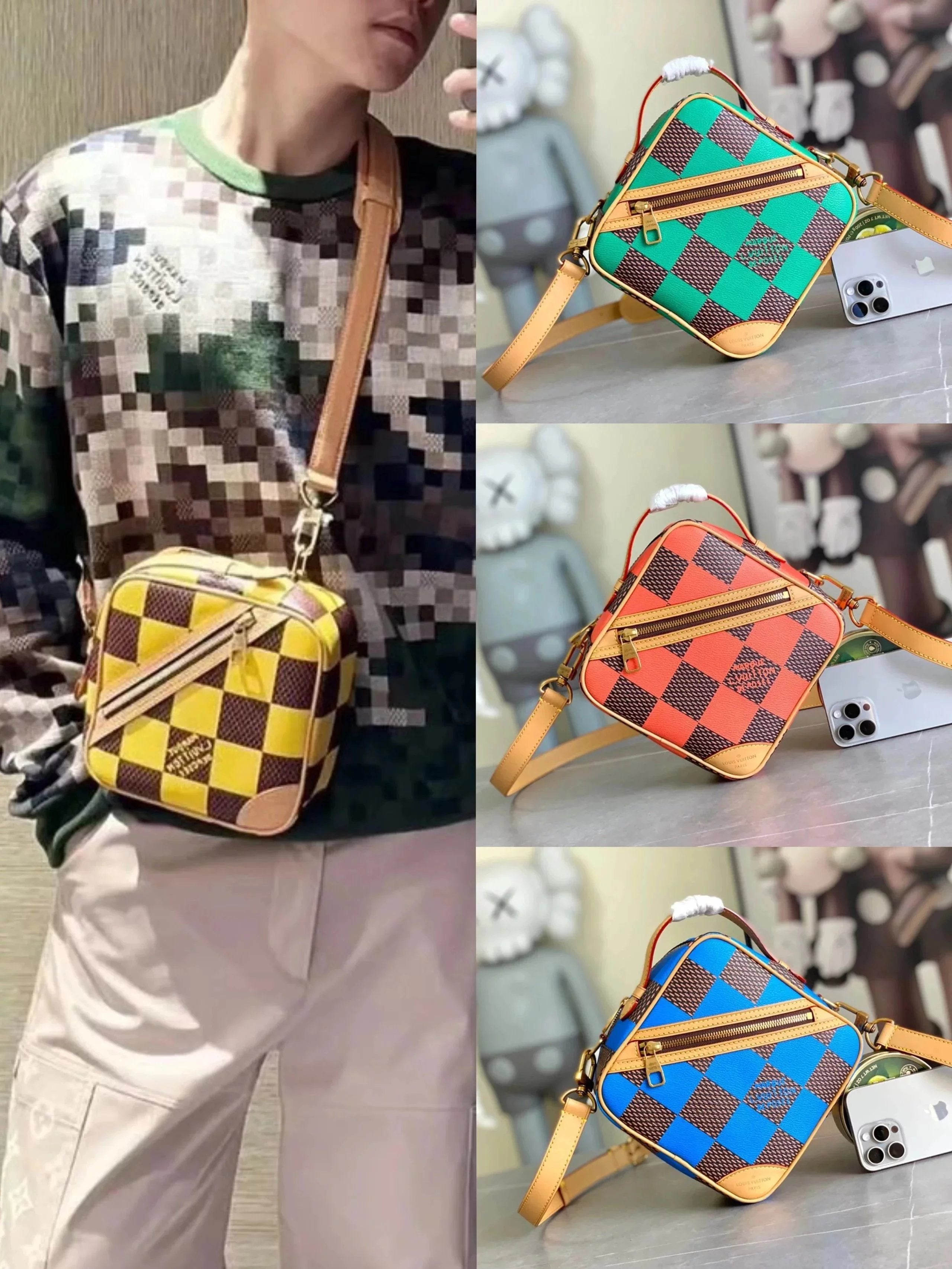 Louis Vuitton LV Men's Bag Top version 【Super Original Order】24Latest Spring and Summer CHESS Chessboard Men's Square Bag Shoulder Crossbody Messenger Bag N40548N40561N40547N40563N40562
