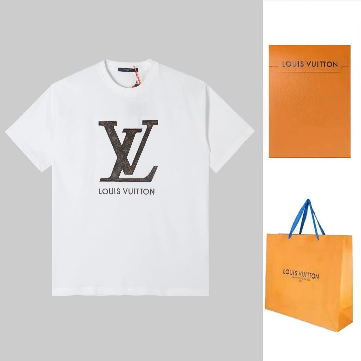 Louis Vuitton LV T-shirt Embroidered Leather on Chest logo round Neck Short Sleeve25ss New pure cotton T Unisex T-Shirt OS Loose Fit Base Shirt Top Half Sleeve T-Shirt