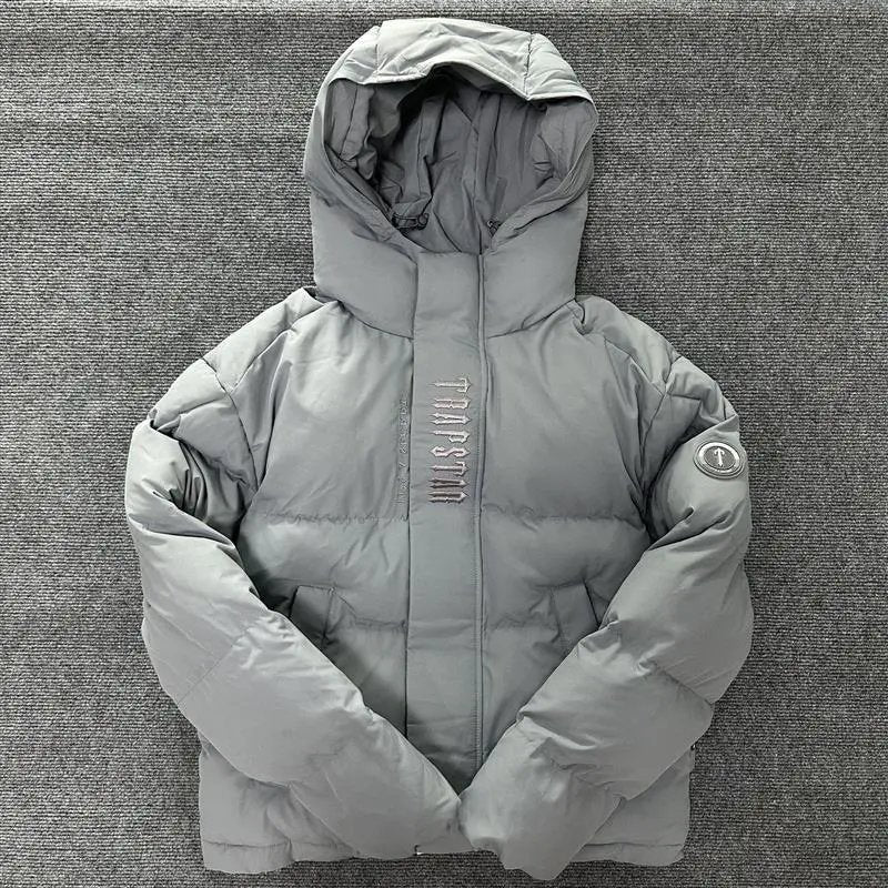 Trapstar Down Jackets Vests Hooded Gray Winter Cotton Dress New Thick Jacket Coat American High Street Fashion Brand Thermal Clothes