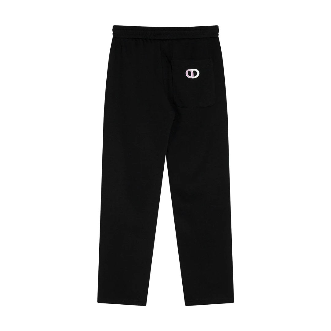 Dior Sweatpants Flower logo Drawstring Elastic Sweatpants Unisex Casual Pants Loose Straight Pants Sports Pants Pure Cotton Long Pants24ss Autumn and Winter New Products