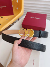 Ferragamo Belt Top version 【Full Package】Belt Width for Men and Women3.5cm Pin Buckle with Chip nfc Anti-Counterfeiting Quality Counter Full Set Packaging Italian Double-Sided Cowhide Matching Boutique Brass Buckle Long and Short Belt Pants Belt