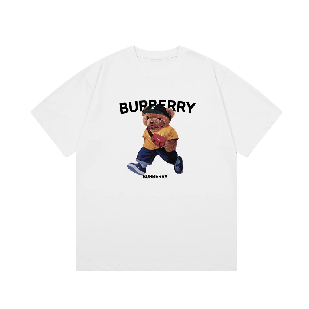 Burberry T-shirt Chest Bear Letter Print logo round Neck Short Sleeve25ss New Pure Cotton Unisex Style T T-shirt OS Loose Fit Base Shirt Top Half Sleeve T-Shirt