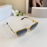 PRADA Sunglasses Metal Frame Sunglasses Slimming Non-Prescription Unisex Couple Style Driving Beach Fishing UV Protection25ss New Sports Casual Versatile