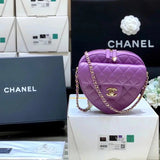 Chanel Women's Bag Top version 【**Original Order】2022Early Spring Series Women's Heart Bag Large Heart Bag Black White Messenger Bag Chain Bag Shoulder Bag Stylish Bag Women's Bag Home Heart Bag Heart Bag