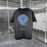 Chrome Hearts T-shirt Front and back Sanskrit print logo round Neck Short Sleeve25ss New pure cotton T Unisex T-Shirt OS Drop Shoulder Loose Fit Base Shirt Top T-Shirt Short Sleeve