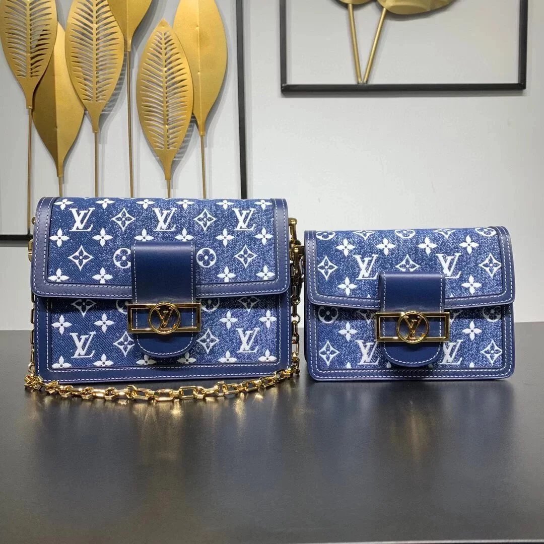 Louis Vuitton LV Women's Bag Top version New Original Denim Blue Daphne Series New Tote Bag Commuter Bag Shoulder Bag Messenger Bag Women's Bag Chain Bag M59716M59631