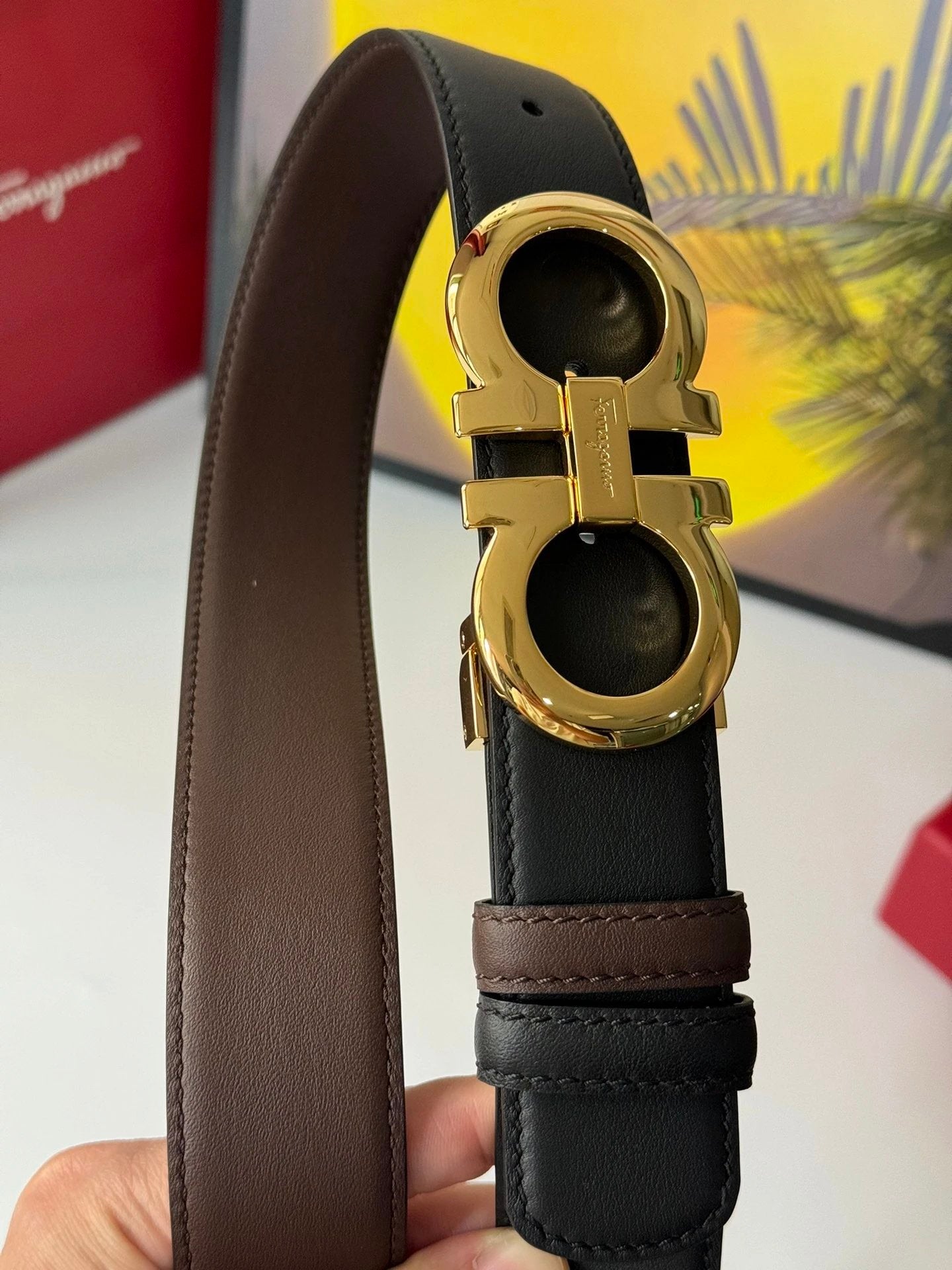 Ferragamo Belt Top version Men's Belt NFC Chip Anti-Counterfeiting Surrogate Shopping Genuine Goods Level Big Brand Men's Leather Belt Leisure Business Vachette Clasp Double-Sided Genuine Leather Belt3.5