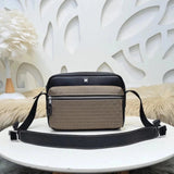 Hermes men's bag Top version Genuine Goods Grade New Classic Men's Fashion Crossbody Bag Men's Casual Shoulder Bag Men's Bag First Layer Cowhide Handbag Khaki Full Leather Black Canvas Handmade Big Bag