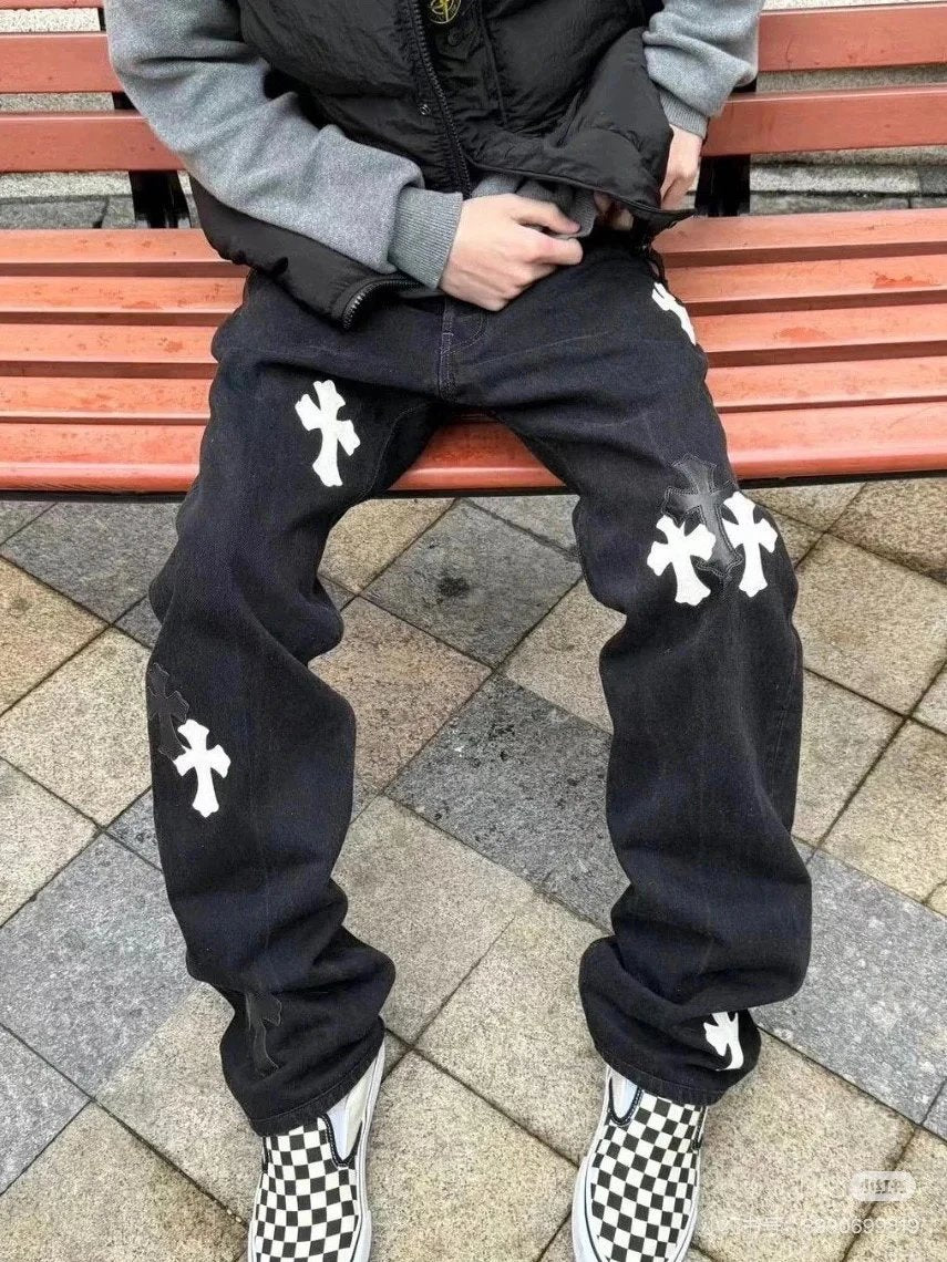 Chrome Hearts Jeans Chengdu City Exclusive Jeans Autumn and Winter New Men's and Women's Same Long Pants Loose Casual Wide Leg High Waist