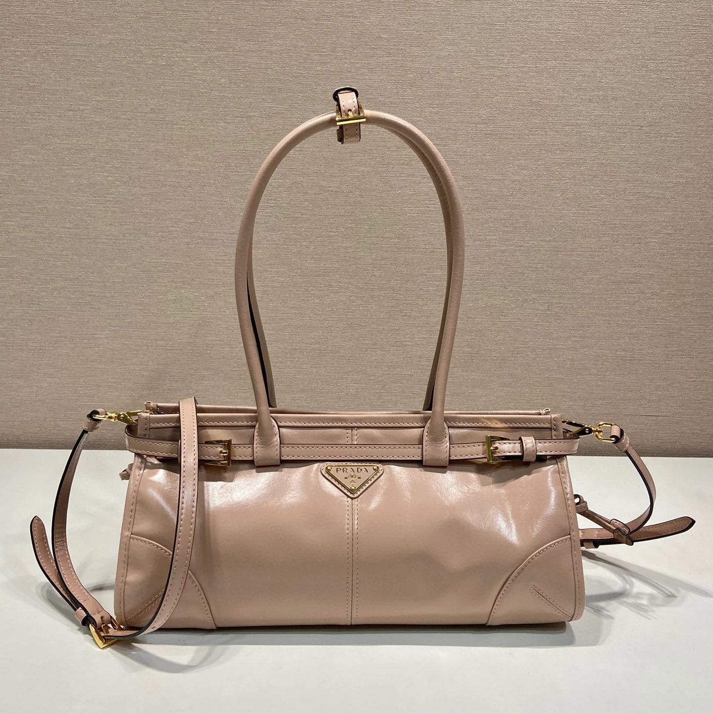 PRADA Bag Top version Latest LusSolf Oil Wax Leather Small Size Long Handle Crossbody Bag Shoulder Bag Handbag Hand Bag Underarm Bag Women's Bag1BA426Small Size