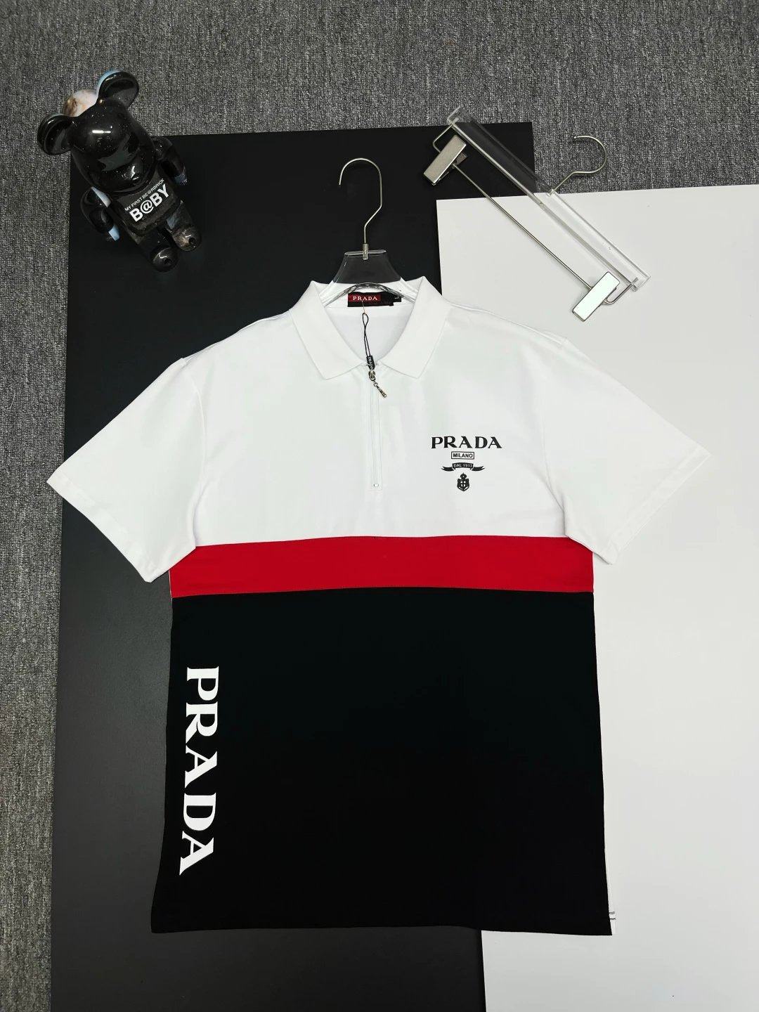 PRADA T-shirt Chest Brand Letters logo Embroidery POLO Shirt Lapel Short Sleeve25ss New Unisex Summer Loose Short Sleeve T Business Commuter Short Sleeve Shirt Plus Size T-Shirt
