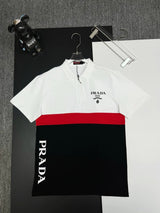PRADA T-shirt Chest Brand Letters logo Embroidery POLO Shirt Lapel Short Sleeve25ss New Unisex Summer Loose Short Sleeve T Business Commuter Short Sleeve Shirt Plus Size T-Shirt