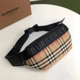 Burberry Women's Bag Top version Version Men's and Women's Bags80101441Black Medium Logo Letter logo Unisex Waist Bag Men's Crossbody Chest Bag Backpack Shoulder Bag Original Single Famous Brand Bag