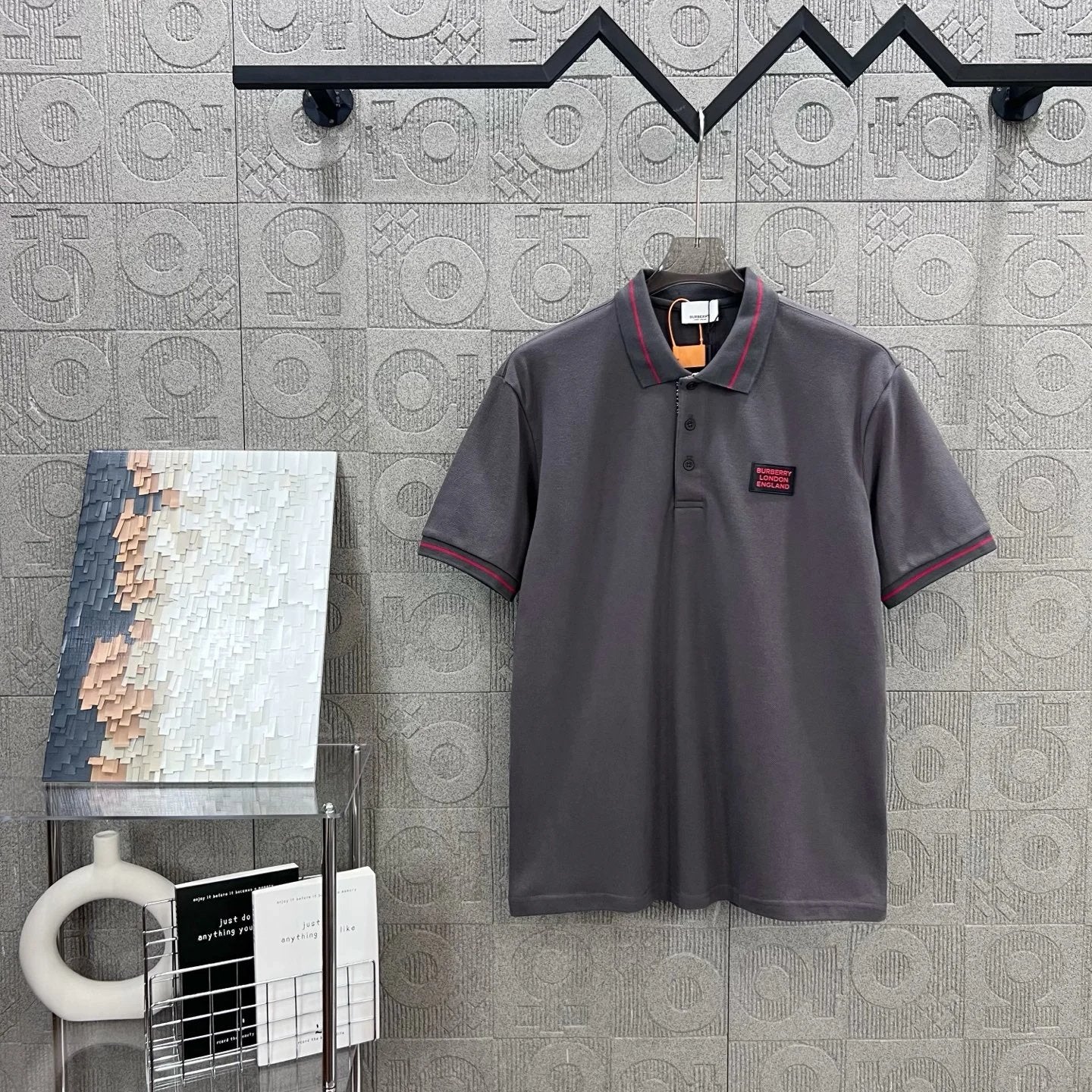 Burberry T-shirt Patchwork Collar Letter 3D Embossed Print logoPOLO Shirt Lapel Short Sleeve25ss New Unisex Summer Short Sleeve OS Loose T Business Half Sleeve Shirt Plus Size T-Shirt