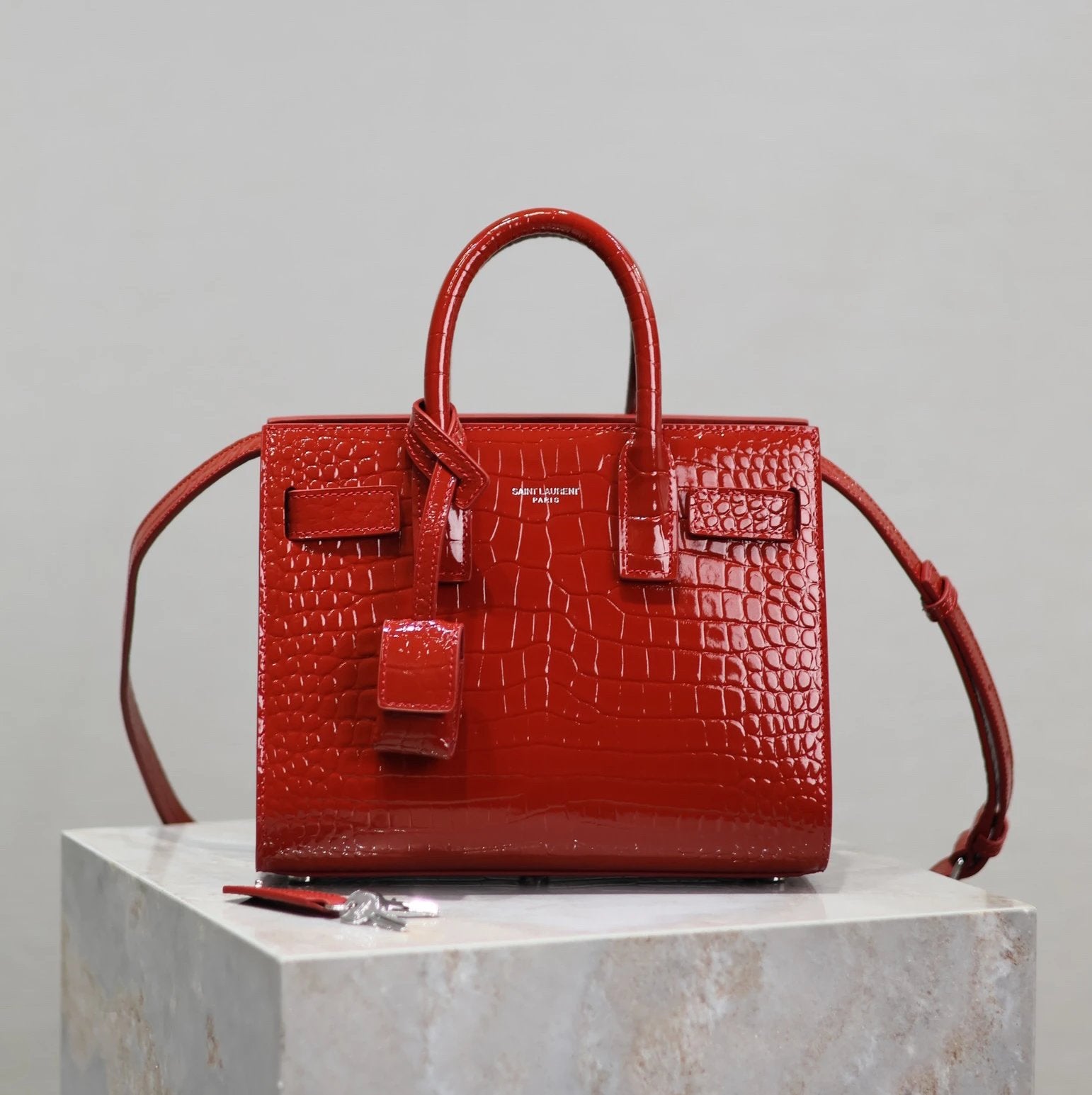 YSL Women's Bag Top version 【Super Original Leather】New File Holder Series sacdejour Tote Bag Crocodile Pattern Cowhide Portable Large Tote Tote Bag Yang Shulin SDJ File Holder Shopping Bag Women's Handbag Large Capacity Women's Bag Handbag