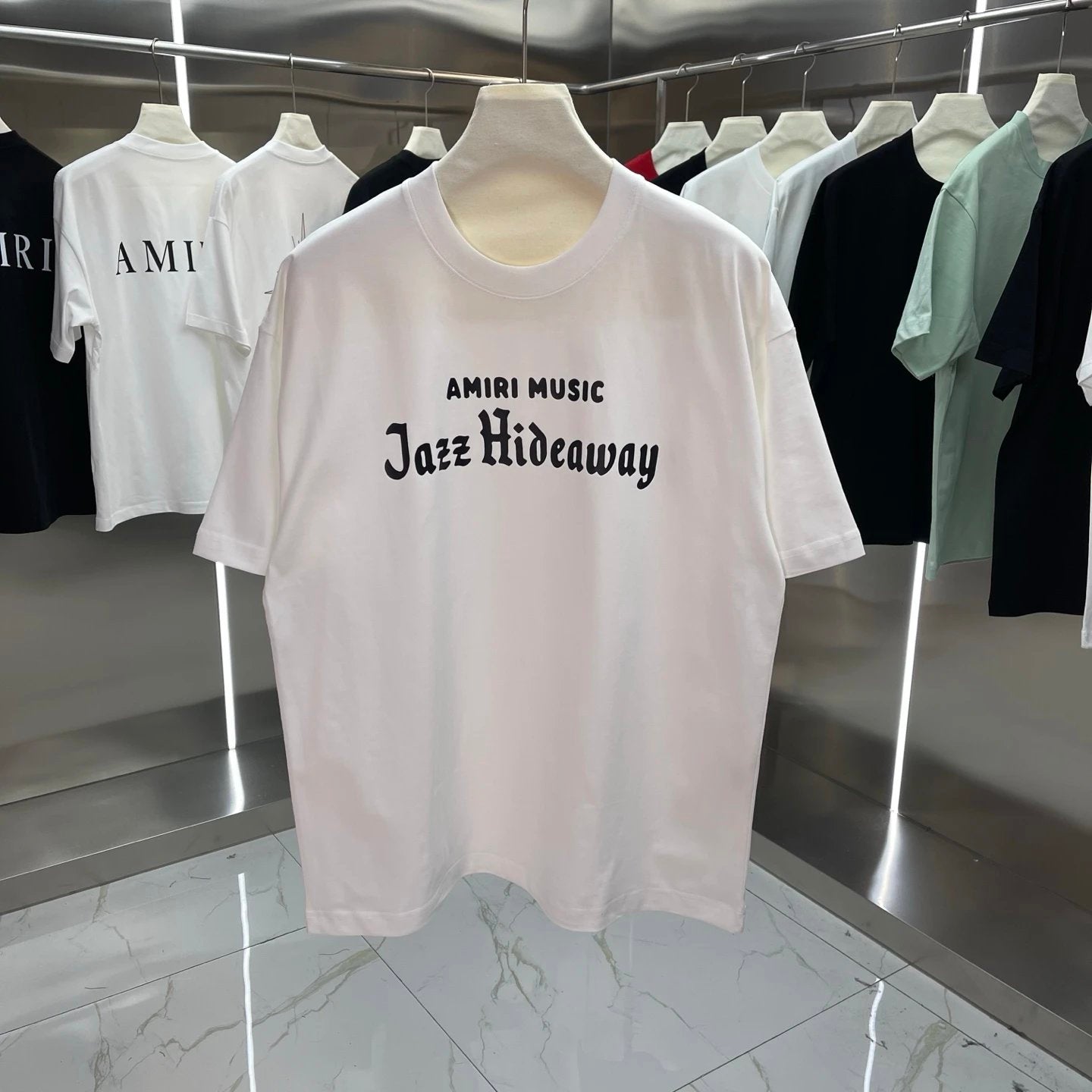 Amiri T-shirt Chest Letter Print logo round Neck Short Sleeve25ss New Pure Cotton Unisex Style T Casual T-Shirt Base Layer Shirt OS Loose Fit Half Sleeve Top Plus Size