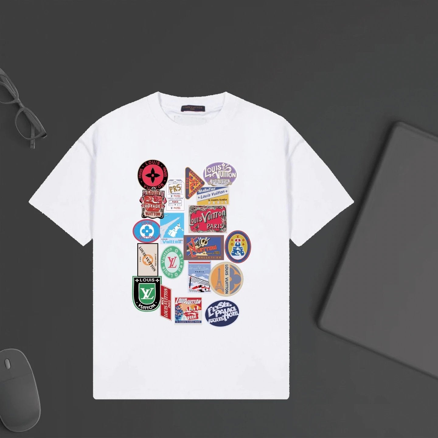 Louis Vuitton LV T-shirt Chest Letter Pattern Print logo round Neck Short Sleeve25ss New Pure Cotton Unisex Style T T-shirt OS Loose Fit Base Shirt Half Sleeve T-Shirt Top Half Sleeve