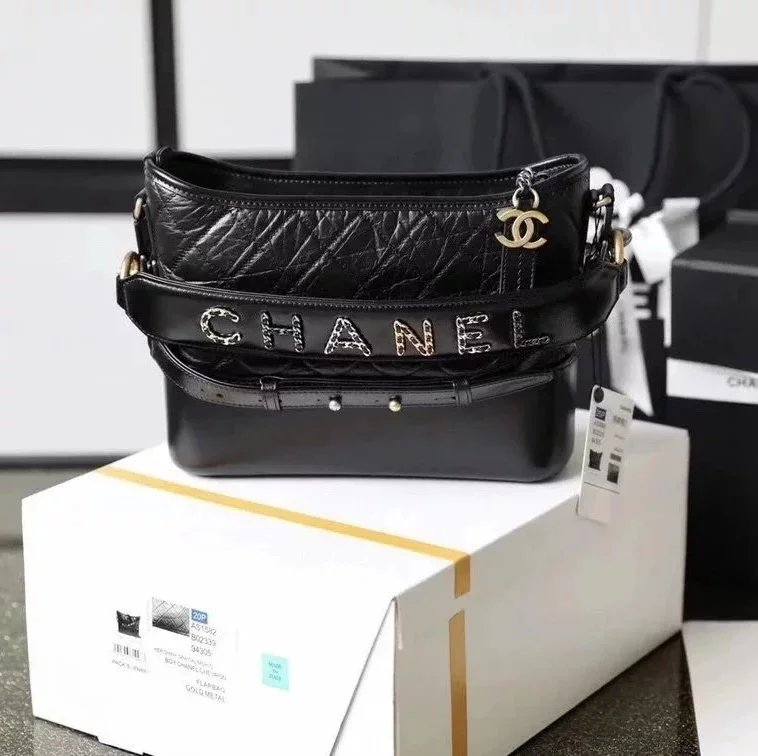 Chanel Women's Bag Top version 【Original Leather】Gabrielle Hobo Bag Letter Color Matching Large Shoulder Strap Diamond Plaid Original Leather Handbag Shoulder Bag Messenger Bag Hobo Bag Women's Bag