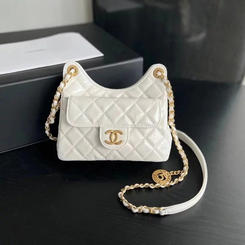 Chanel Women's Bag Top version 【Level Surrogate Shopping】c Home23C Early Spring New hobo Hippie bag23B Tmall Hippie Autumn and Winter Frosted Leather Small Size Large Size Chain Bag Hobo Bag5No. Gold Coin Tag Hippie Bag Pairs c Black Highlight Oil Wax Cow