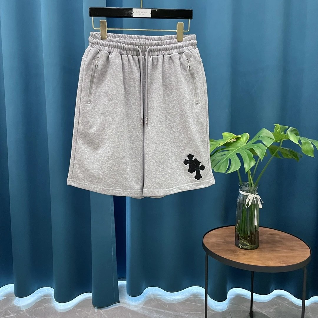 Chrome Hearts Shorts Heavy Craft Hardware Leather Patch Horse Hoof Letter Embroidery Shorts Five-Point Pants25ss New Drawstring Casual Summer Pants5Two-in-One Casual Sweatpants for Men and Women, Pure Cotton Joggers