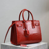 YSL Women's Bag Top version 【Super Original Leather】New File Holder Series sacdejour Tote Bag Crocodile Pattern Cowhide Portable Large Tote Tote Bag Yang Shulin SDJ File Holder Shopping Bag Women's Handbag Large Capacity Women's Bag Handbag