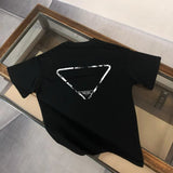 PRADA T-shirt Chest Letter Embroidery logo round Neck Short Sleeve25ss New Pure Cotton Unisex Style T Casual T-Shirt Base Layer Shirt OS Loose Fit Half Sleeve Top Plus Size