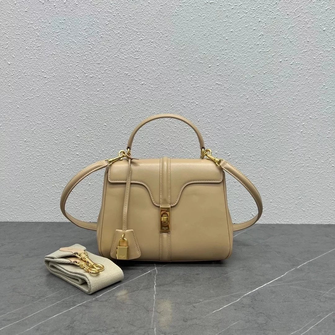 Celine women's bag Top version 【Original Factory】Celebrity Style New Arrivals STRAP“16”Handbag Handbag Matching2Shoulder Strap Handbag Portable Handbag Crossbody Shoulder Bag Wide Shoulder Strap Soft16No. Handbag Small Size23cm188003Medium32cm187373