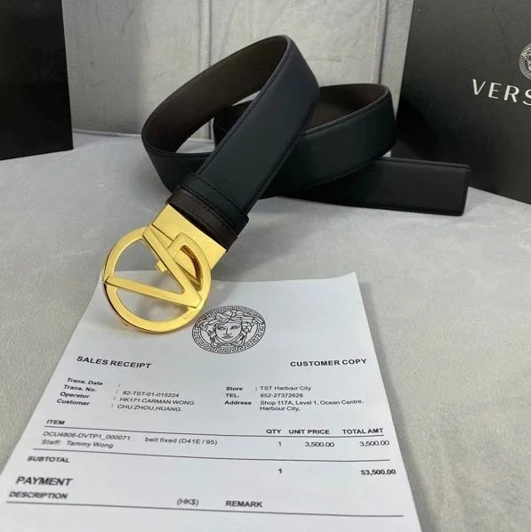 VERSACE Belt Top version Belt Men's Women's Universal Belt Pure Leather Men's Belt Imported from Italy Cowhide Leather v Home Belt Width3.8cm